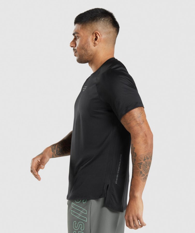 Men's Gymshark Steve Cook T-Shirts Black | CA AD7138